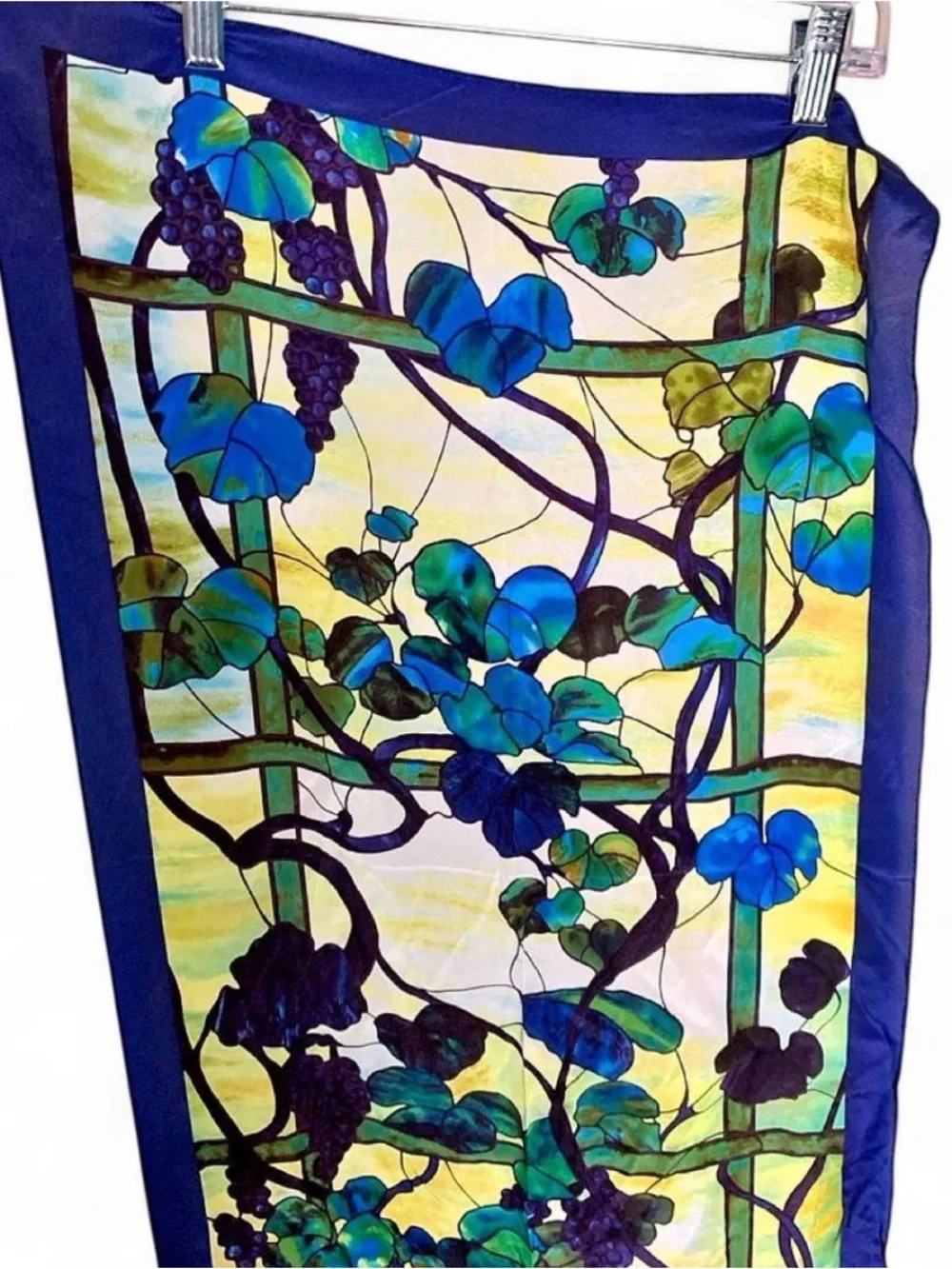 MMA Louis Comfort Tiffany Grapevine Silk Scarf Blue Green NWT SKU 80006462